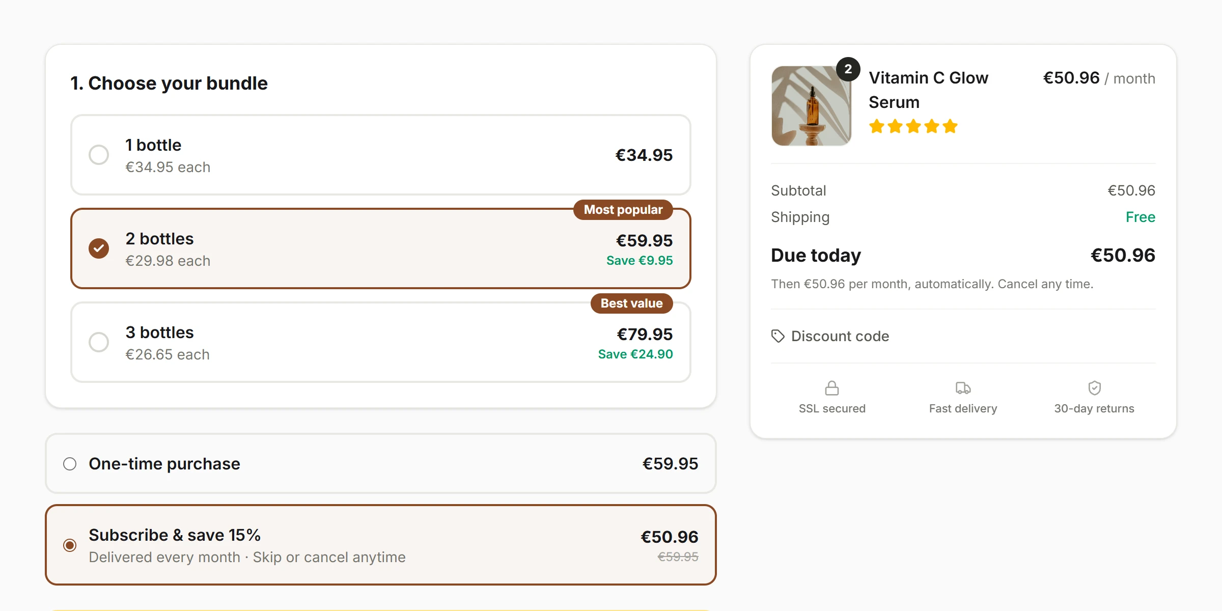 Checkout with bundles and subscribe & save