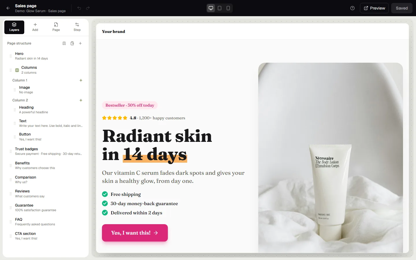 The page editor