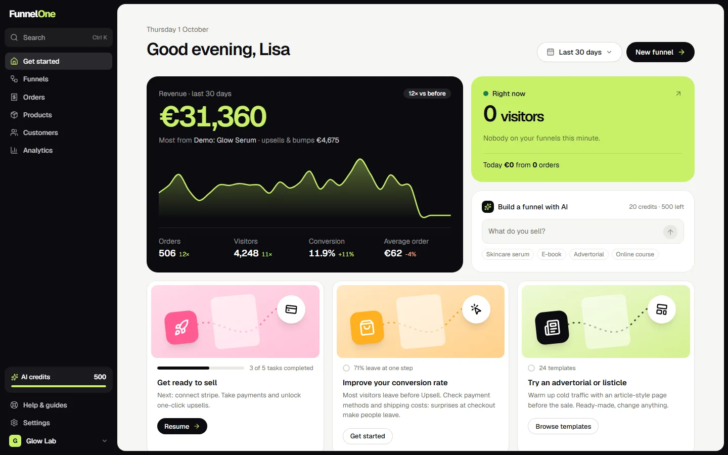 Get started: your numbers, live visitors and what to do next