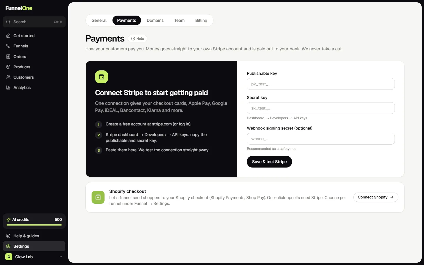 Settings → Payments