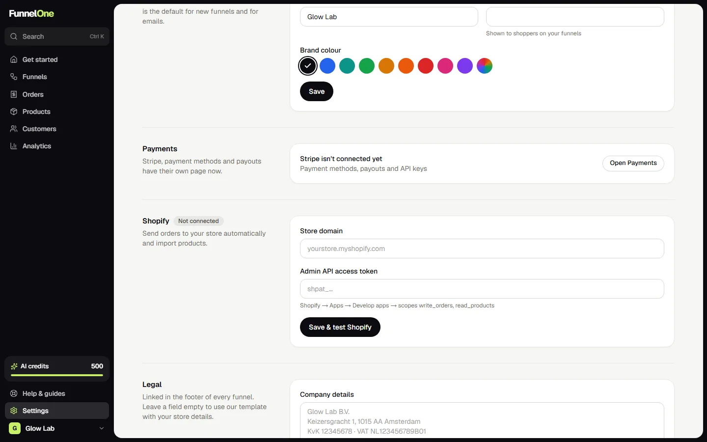 Settings → General → Shopify